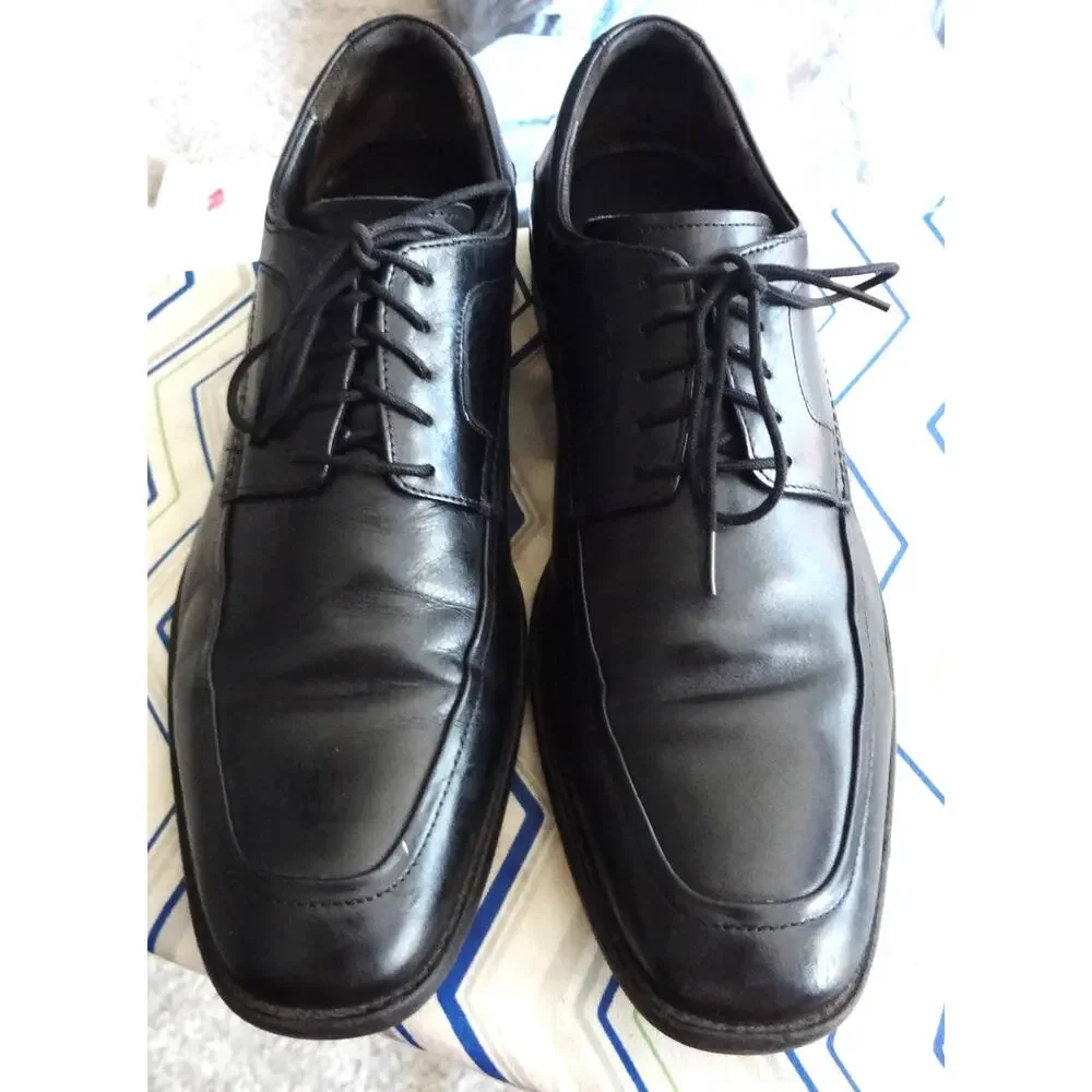 Johnston Murphy Black Leather Apron Square Toe Oxford Dress Shoes Men 11 Lace Up